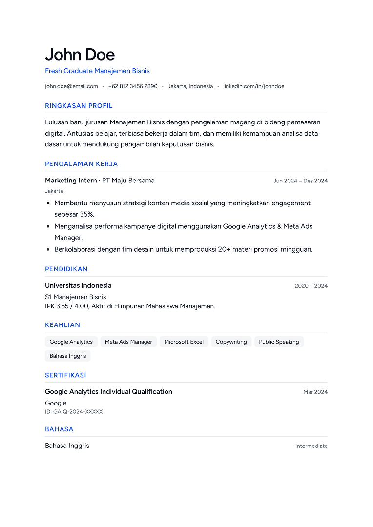 Modern ATS Resume Preview